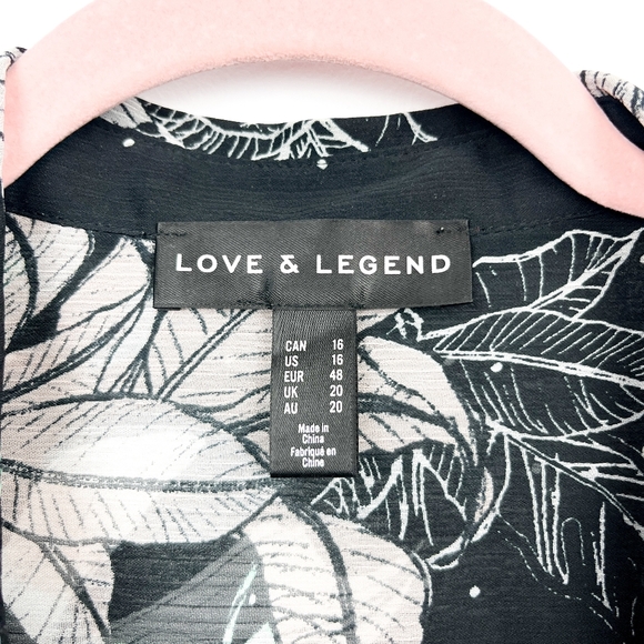 Love & Legend Black White & Green Long Sleeve Sheer Button-Up Blouse - Picture 4 of 10